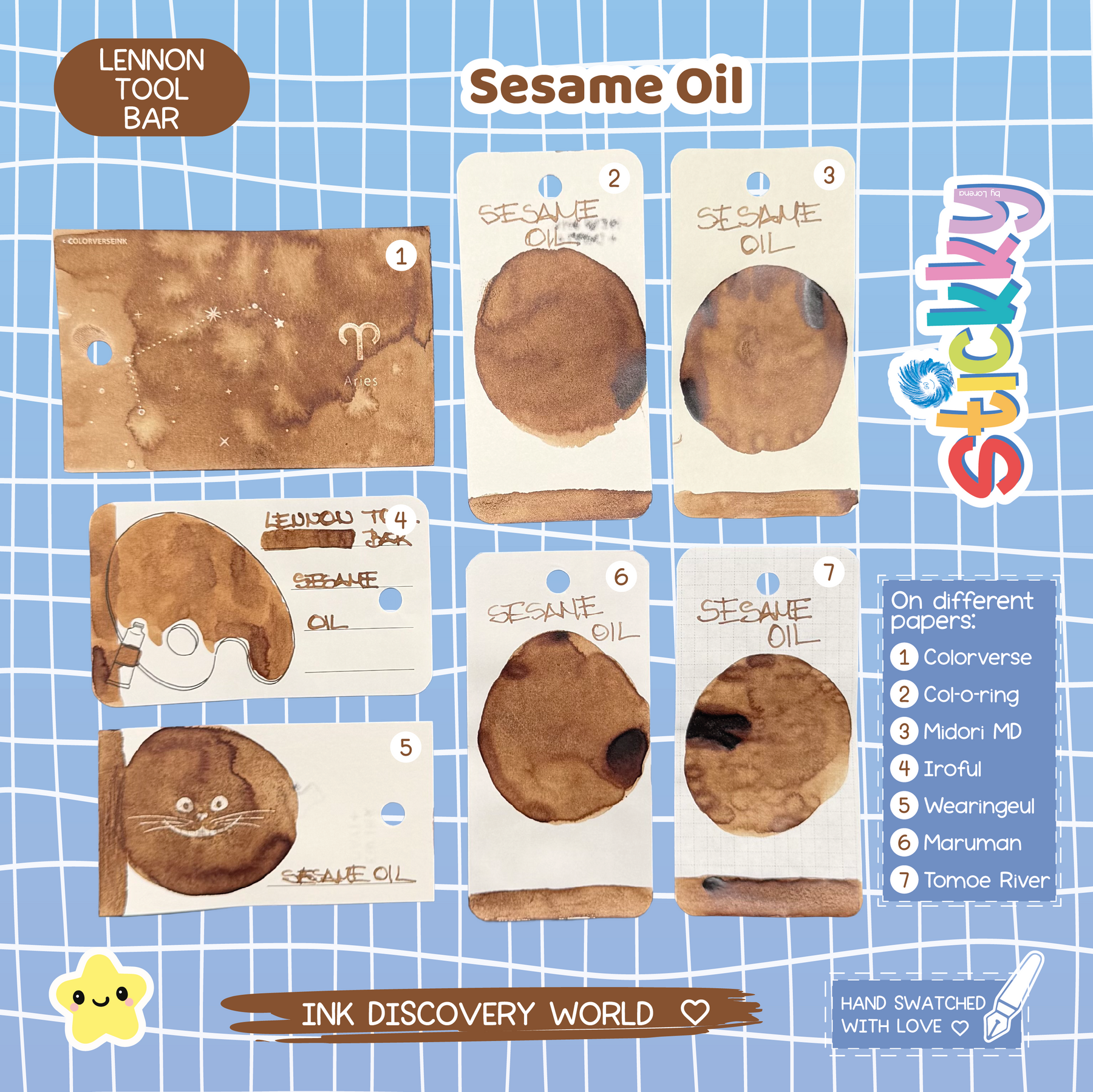 Lennon Tool Bar Sesame Oil Fountain Pen Ink Sample