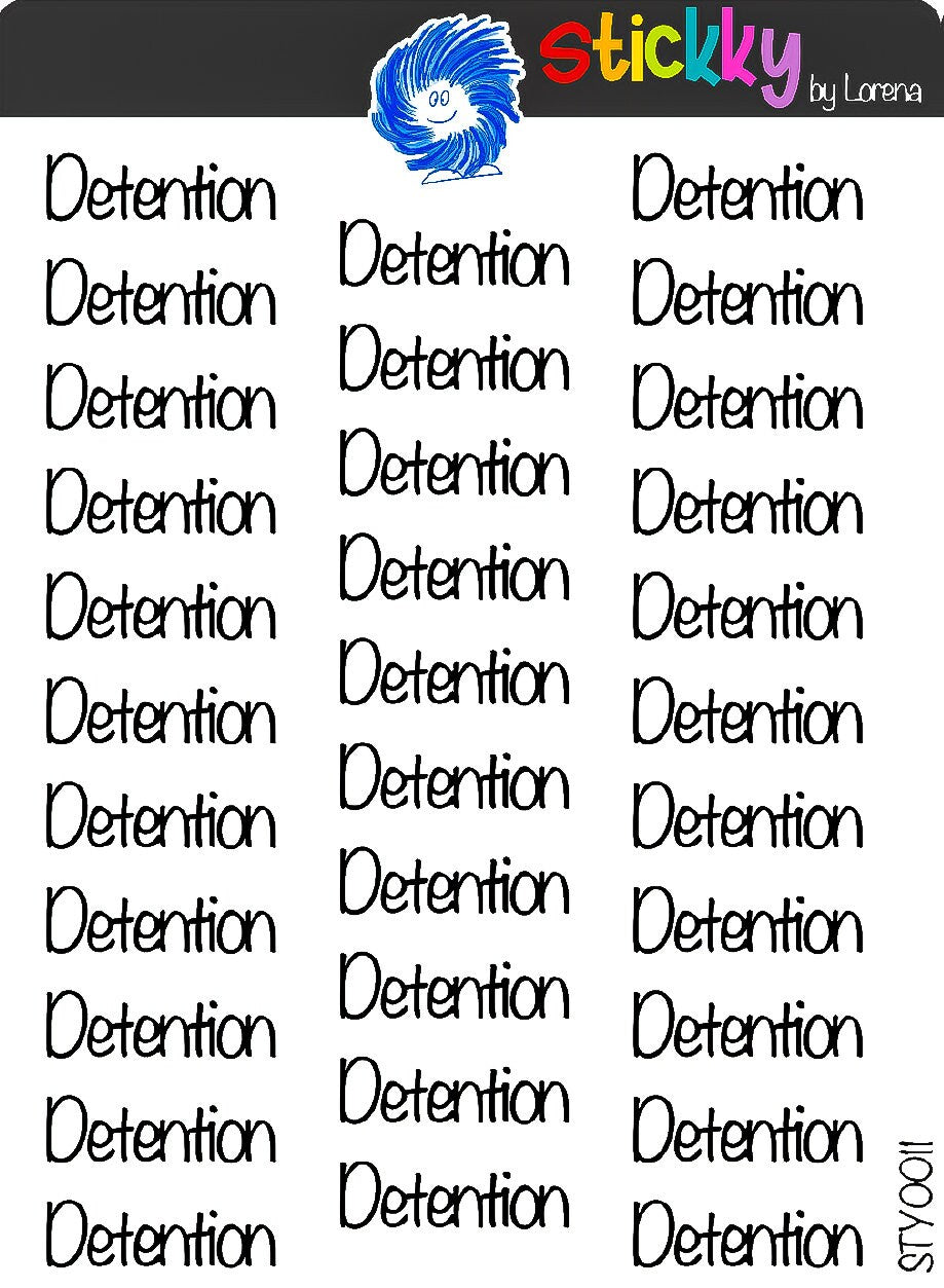 Detention Script Planner Transparent Stickers Sheet