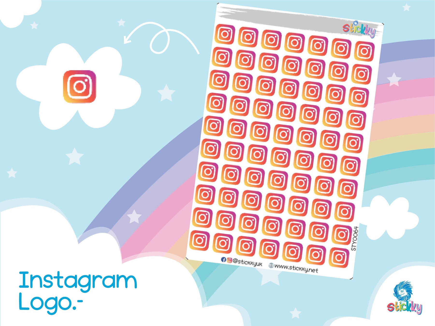 Social Media Instagram Logo Stickers Sheet.-