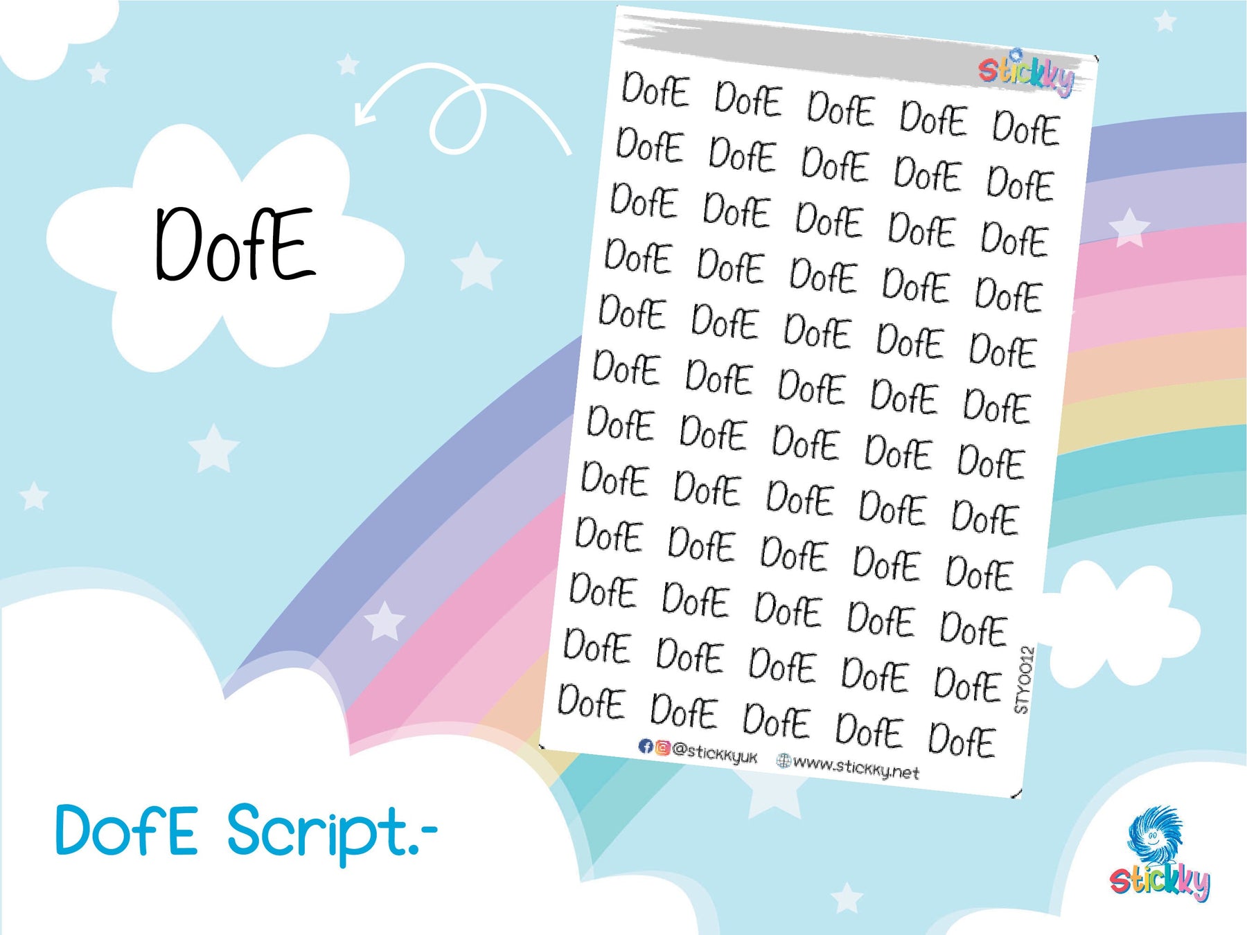 Duke of Edinburgh (DofE) Script Planner Transparent Stickers Sheet