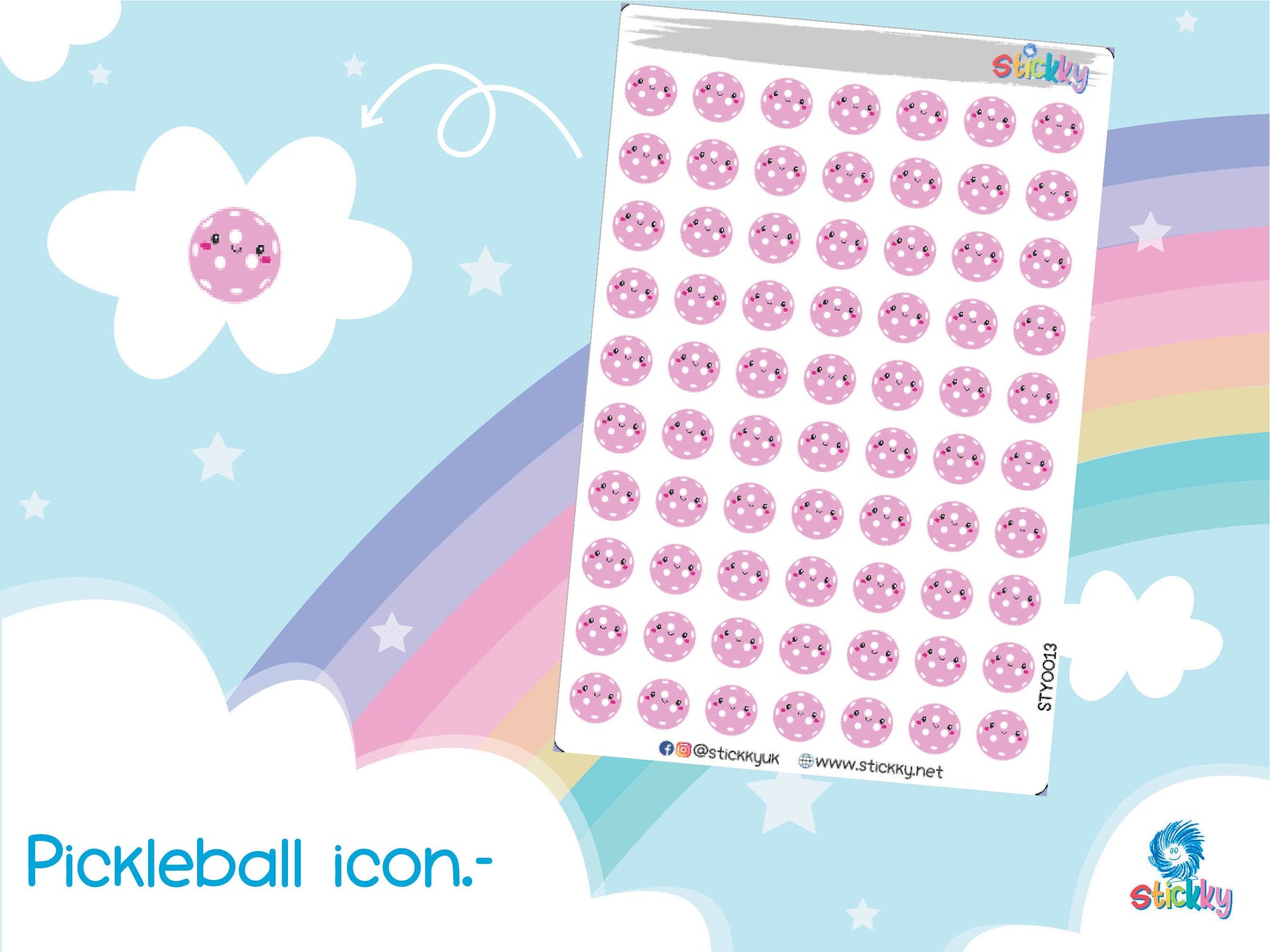Pickleball Stickers Sheet