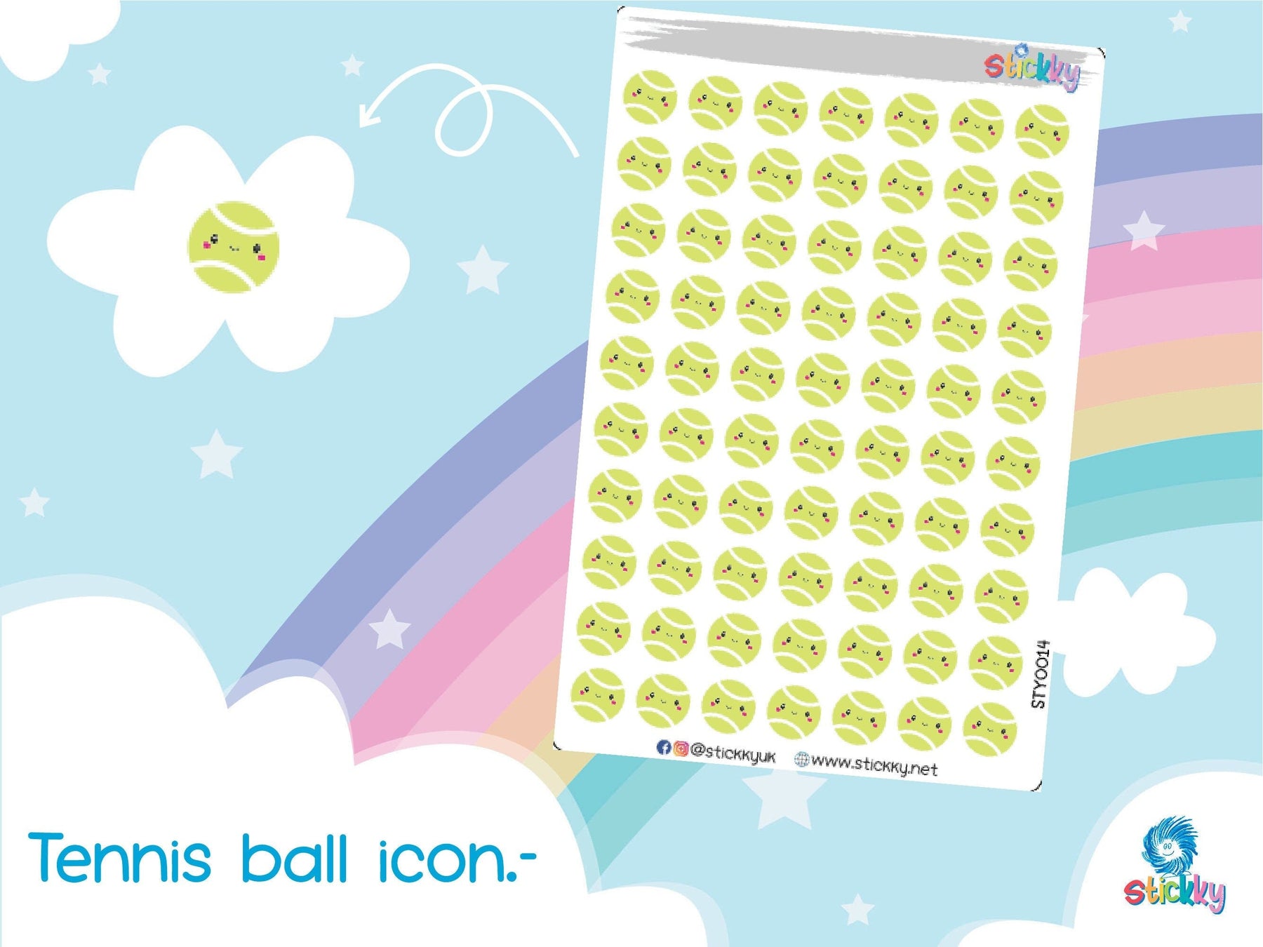 Tennis Ball Stickers Sheet