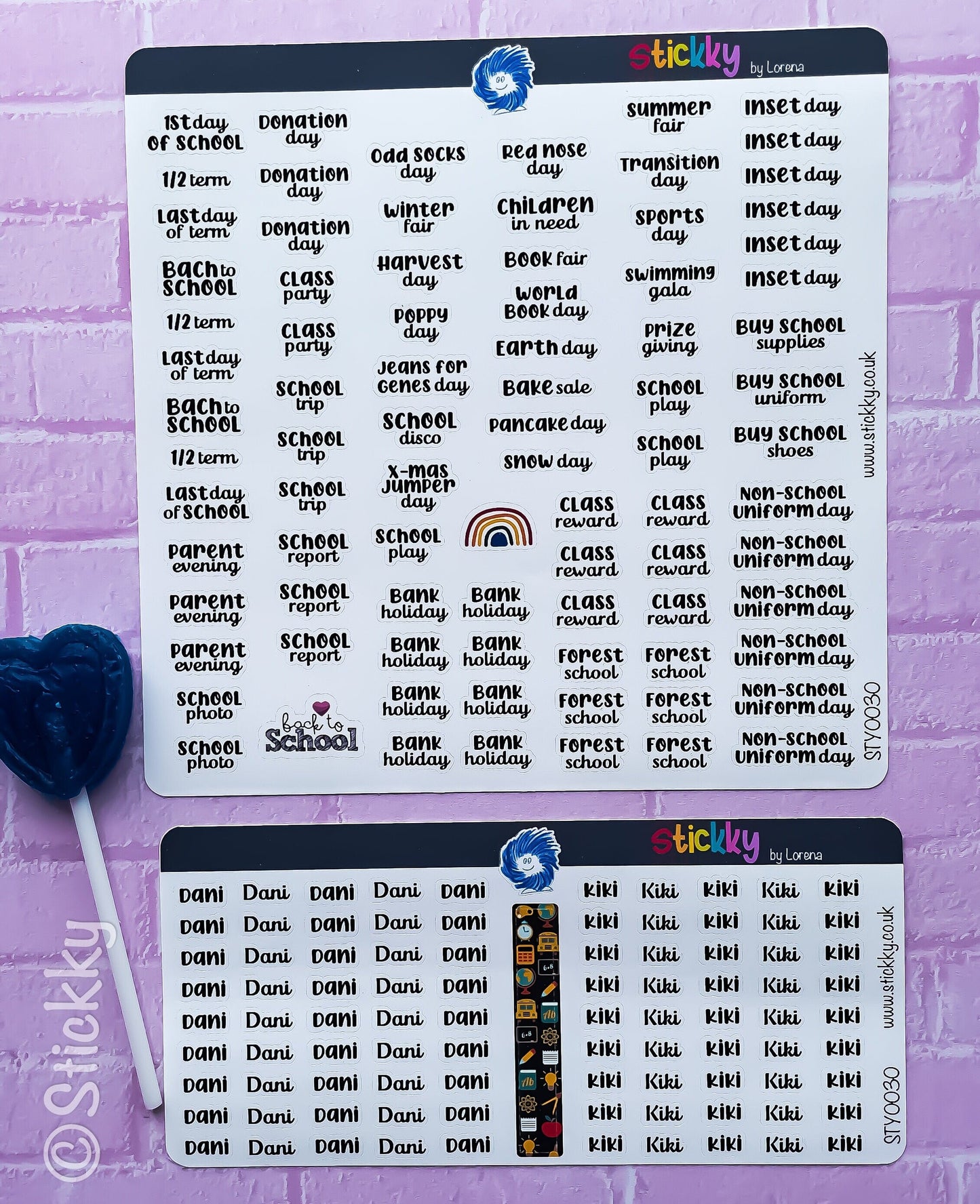 Back to School - The School Year Dates and Events - Custom Kids names Stickers Sheet.-
