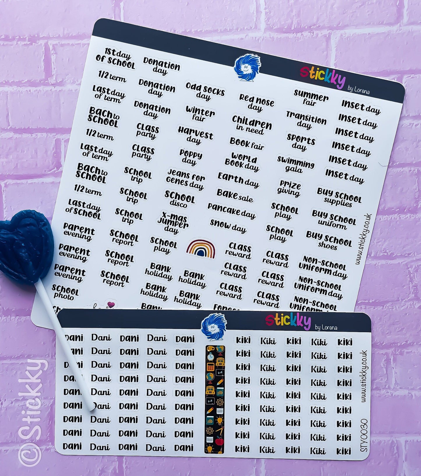 Back to School - The School Year Dates and Events - Custom Kids names Stickers Sheet.-