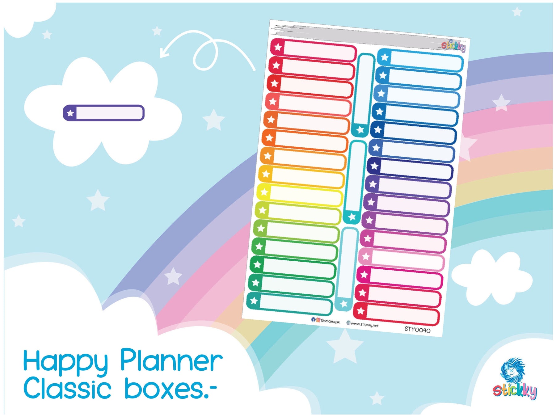 Rainbow Boxes Stickers Sheet