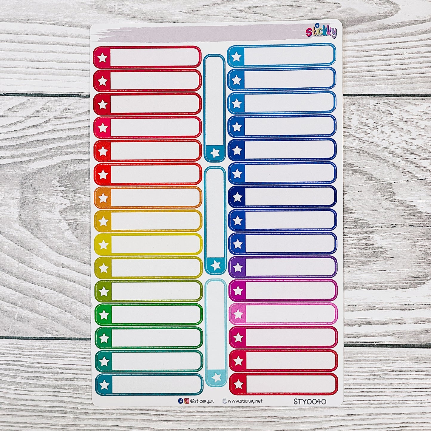 Rainbow Boxes Stickers Sheet
