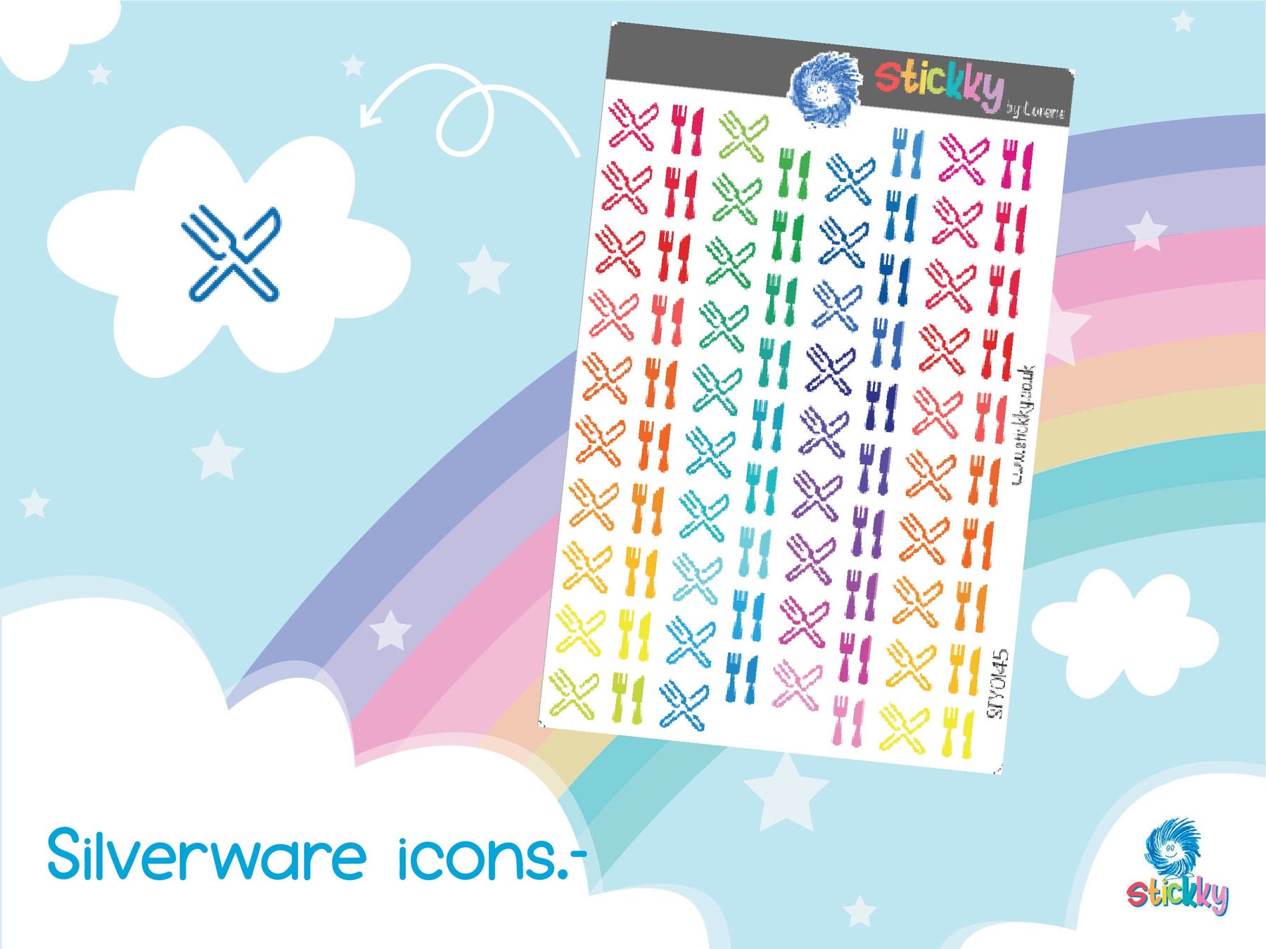 Silverware Stickers Sheet.-