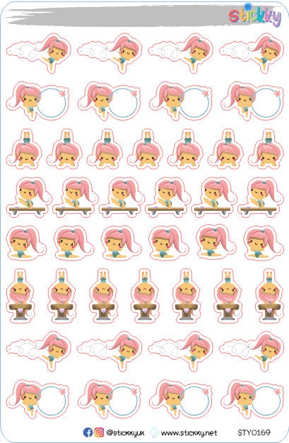 Gymnastics Icon Stickers Sheet.-