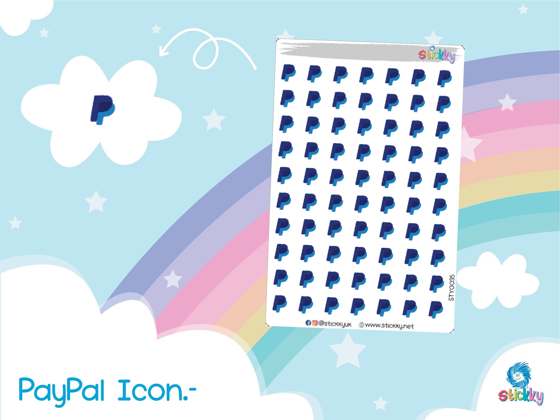 PayPal Logo Stickers Sheet.-