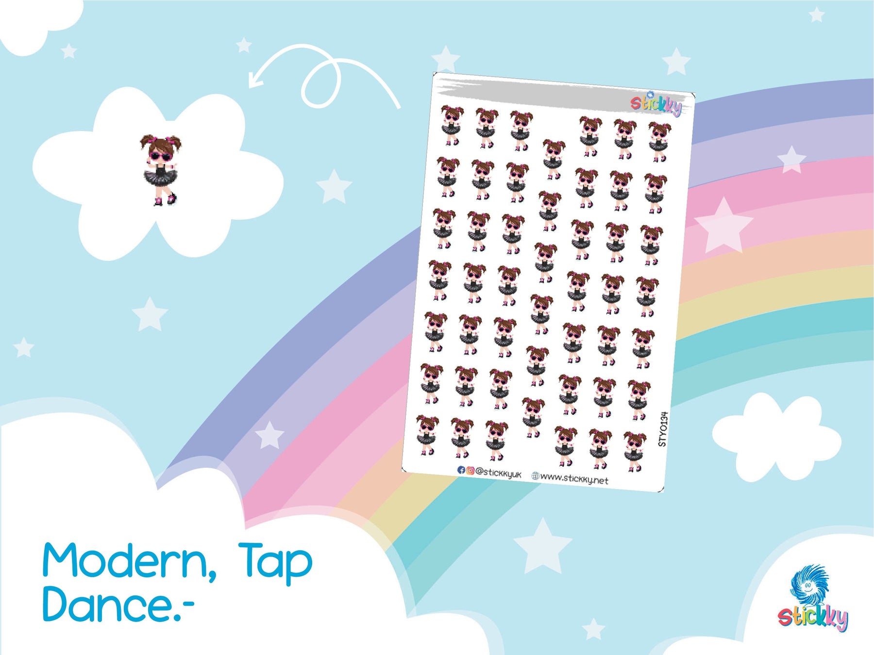 Modern Tap Dancing Stickers Sheet.-