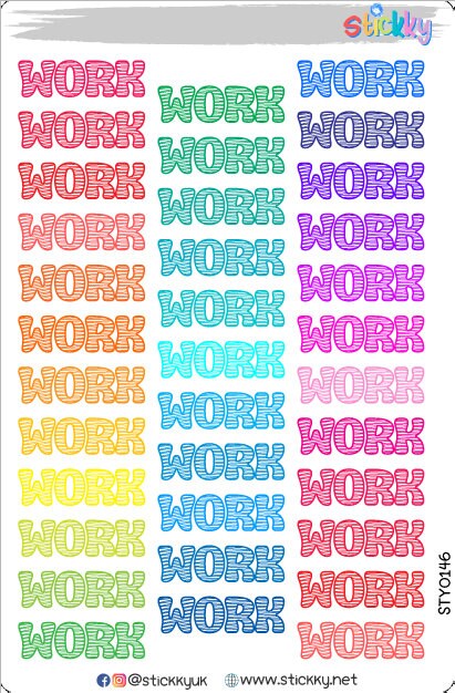 Work Script Planner Stickers Sheet.-
