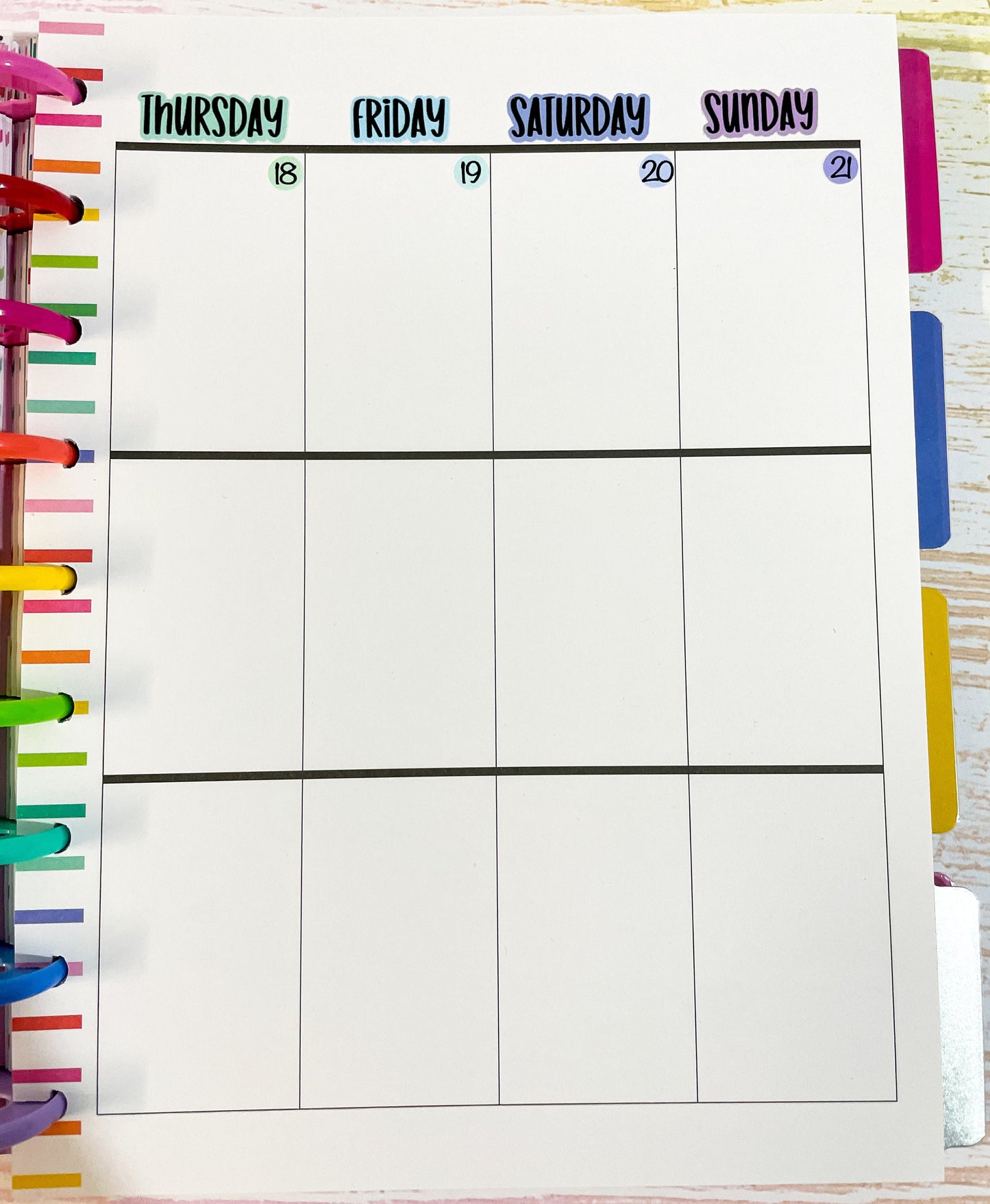 Days of the Week Script Classic Happy Planner Stickers Sheet