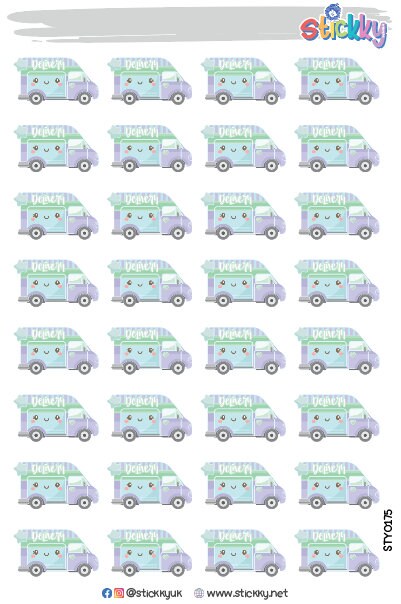 Cute Delivery Truck Stickers Sheet