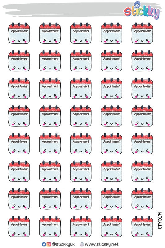 Cute Calendar Appointment Stickers Sheet
