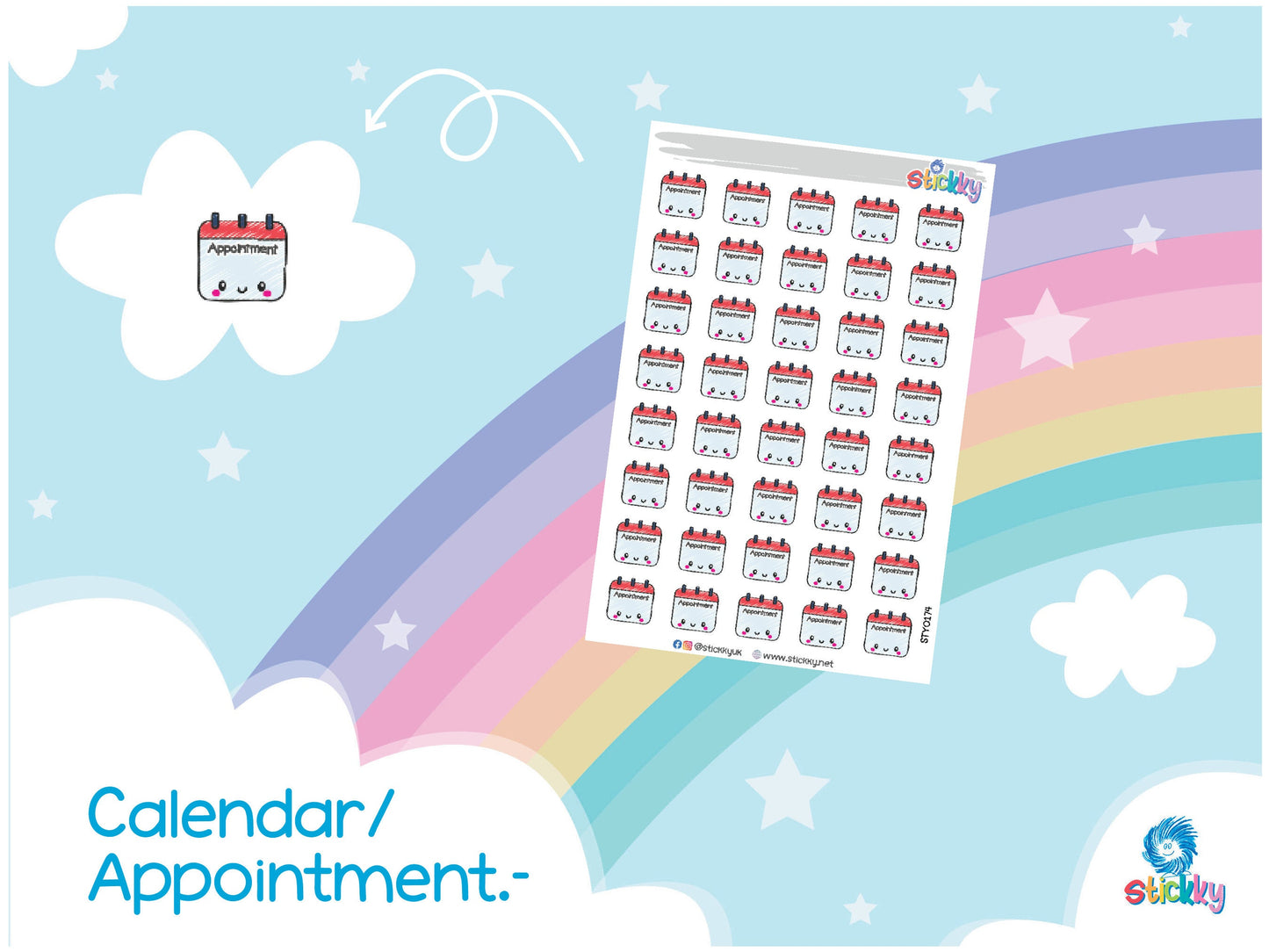 Cute Calendar Appointment Stickers Sheet