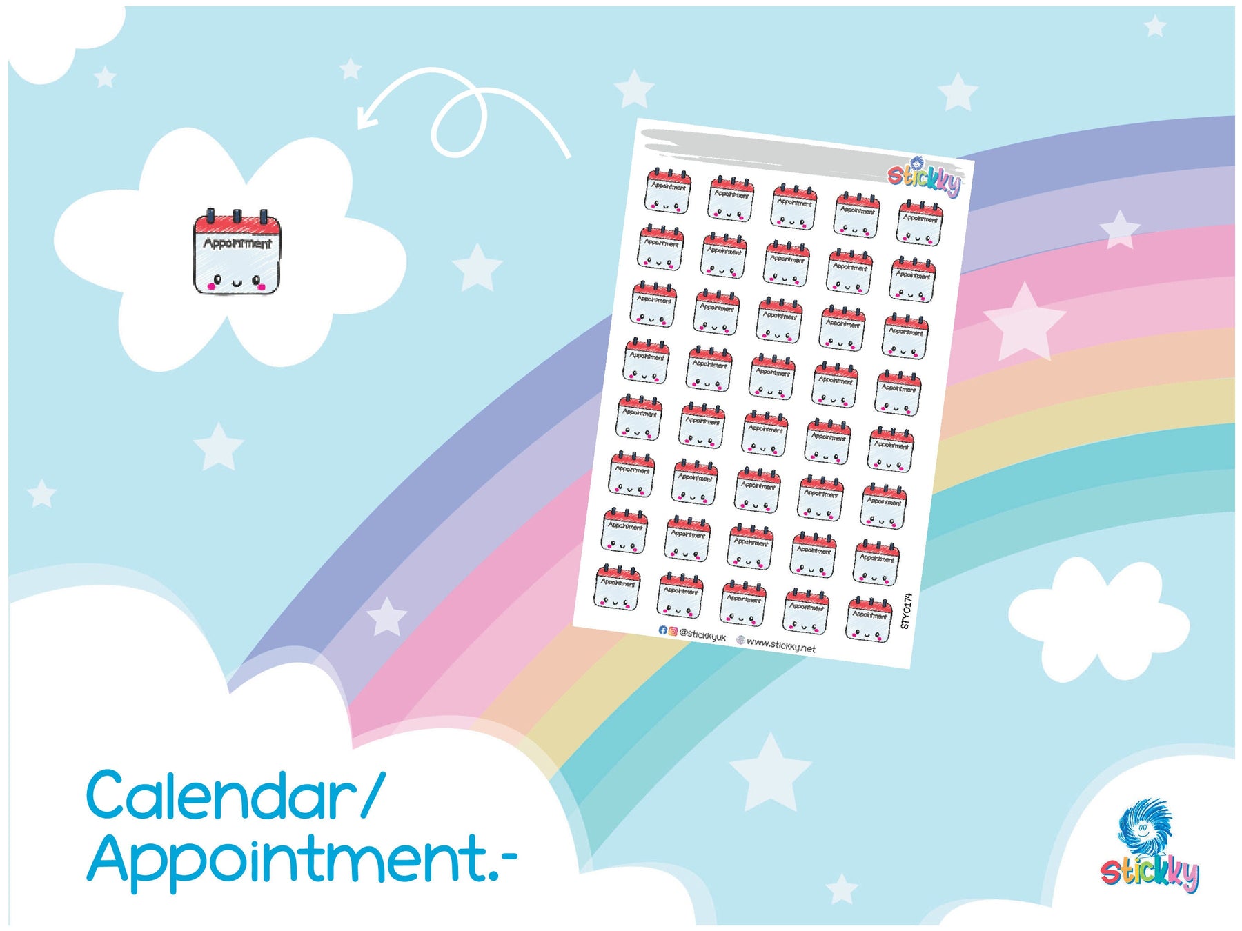 Cute Calendar Appointment Stickers Sheet
