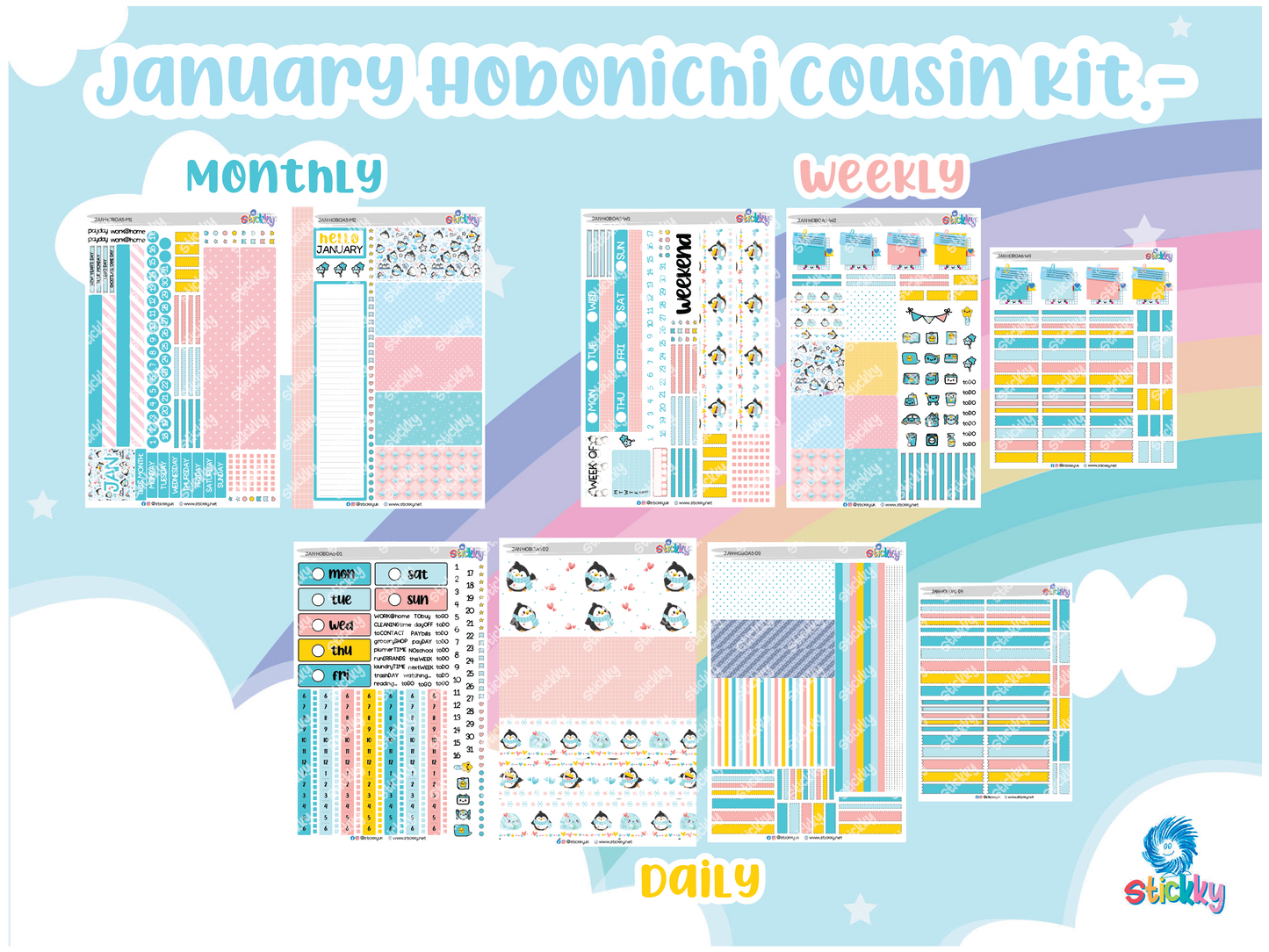 Stickky Monthly Subscription – Hobonichi Sticker Kits ✨