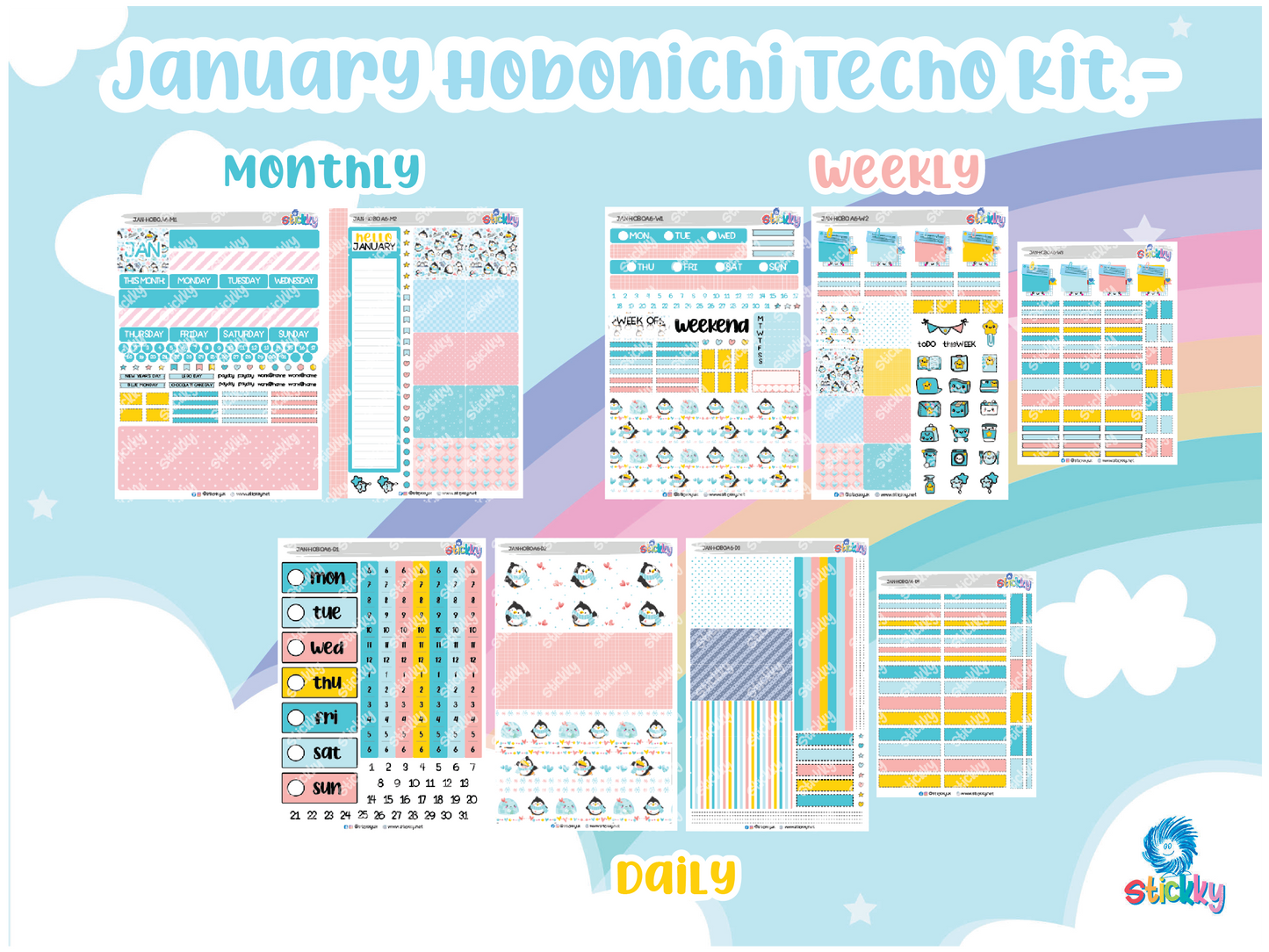 Stickky Monthly Subscription – Hobonichi Sticker Kits ✨