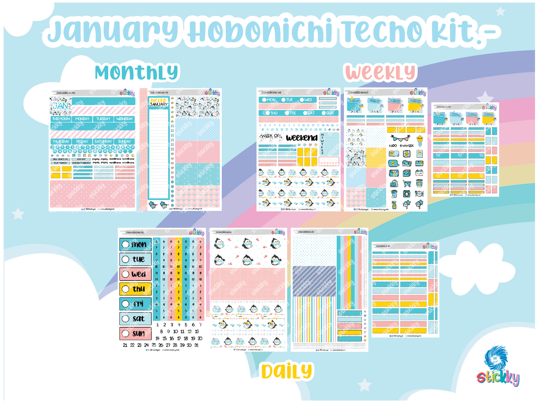 January Stickky Planner Kit - Hobonichi Techo A6 (Original)✨
