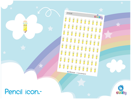 Pencil Icon Kawaii Planner Stickers
