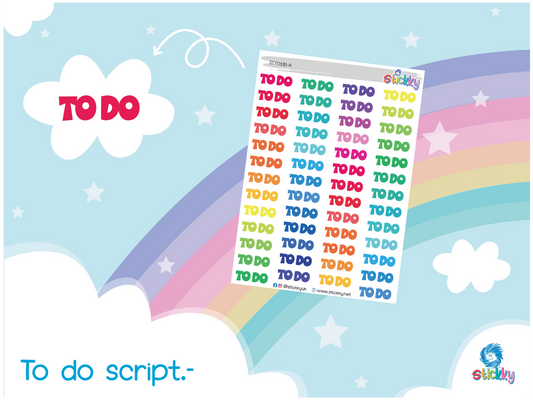 To Do Script — Rainbow Kawaii Planner Stickers | Stickky