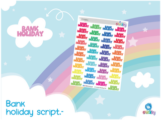 Bank Holiday Script — Rainbow Kawaii Planner Stickers | Stickky