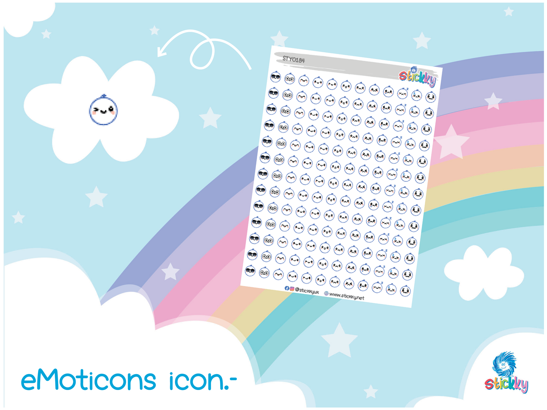 😊 Emoticons Icon — Kawaii Planner Stickers | Stickky