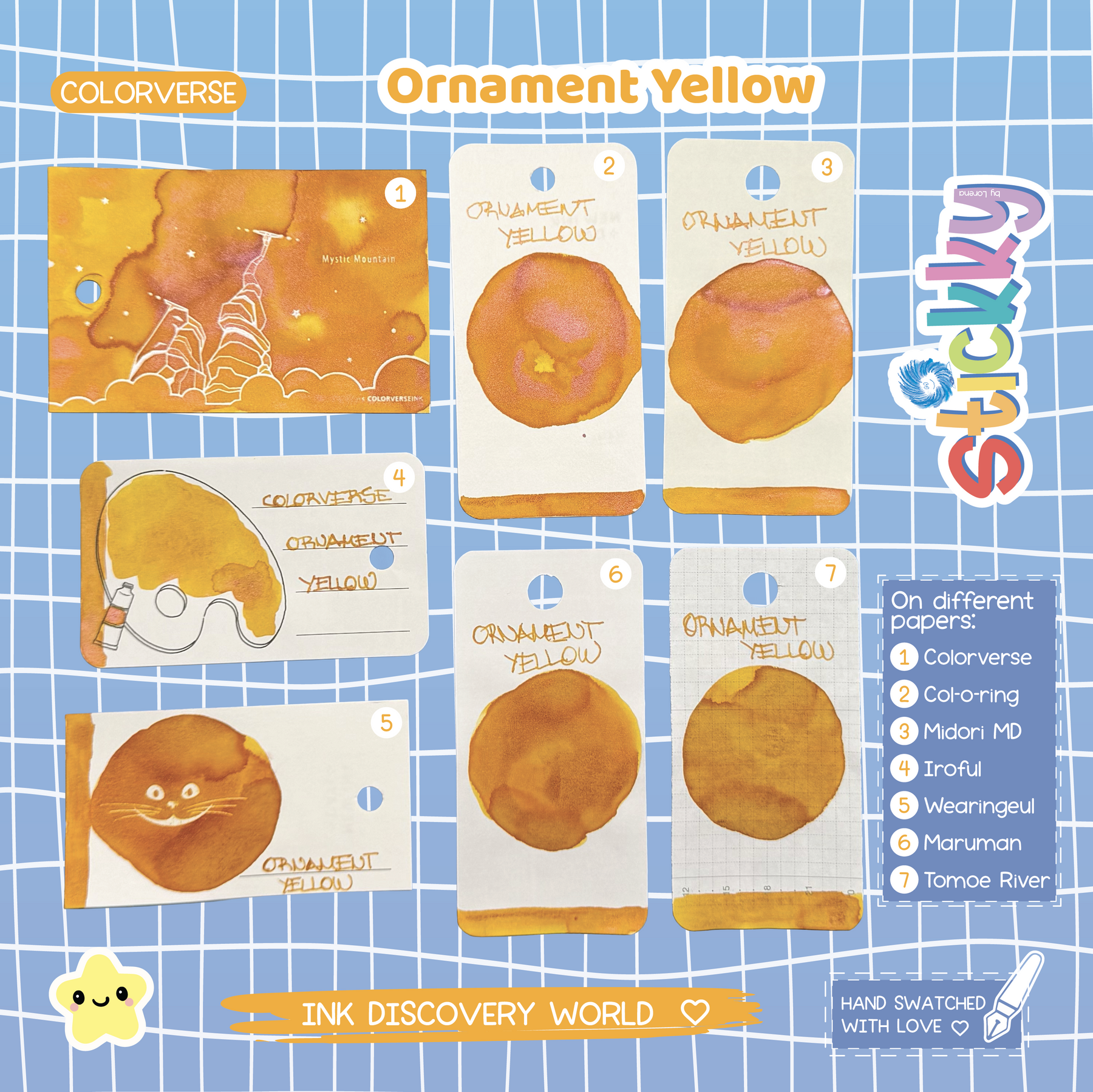 Colorverse Ornament Yellow Fountain Pen Ink Sample
