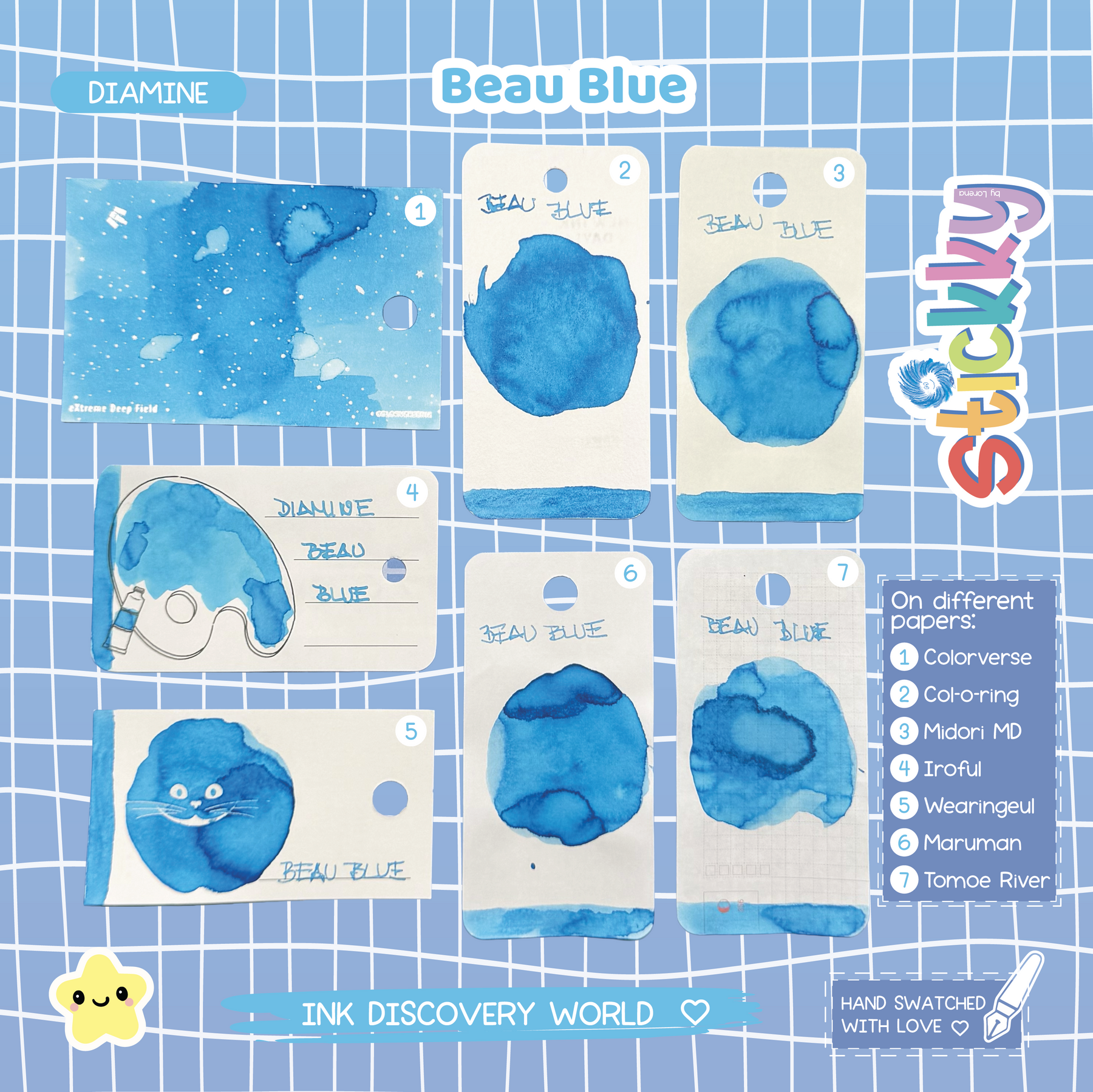 Diamine Beau Blue Fountain Pen Ink Sample
