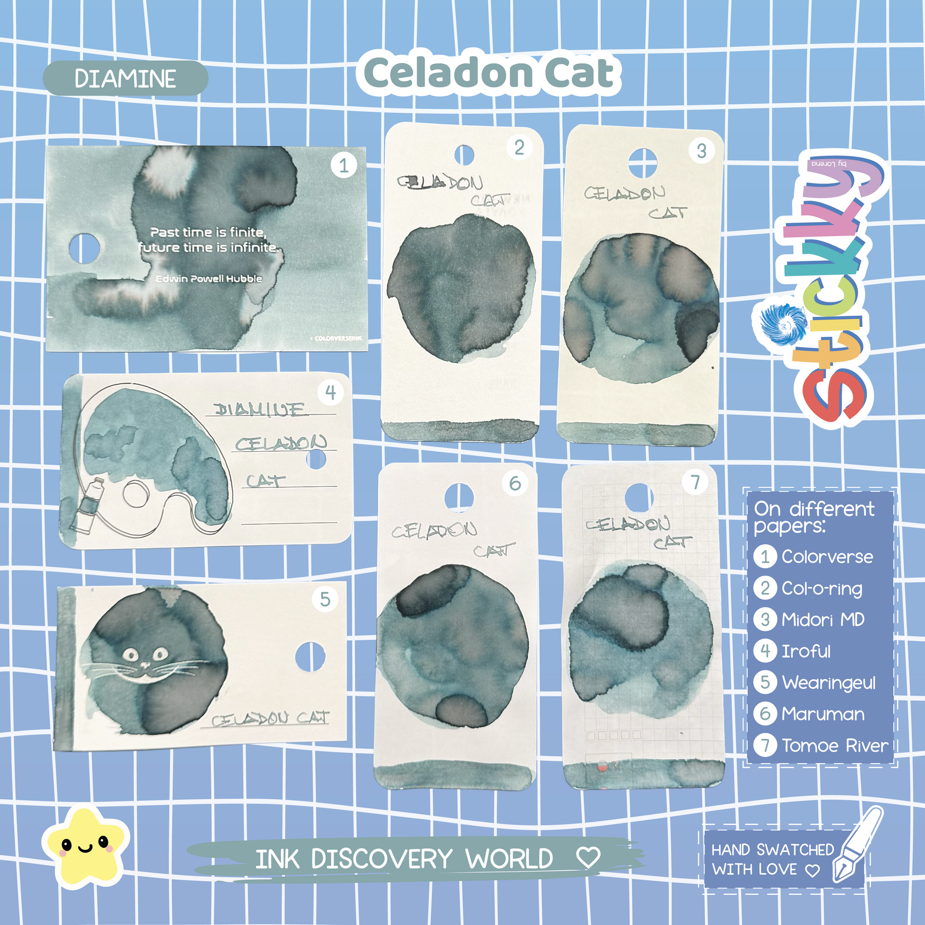 Diamine Celadon Cat Fountain Pen Ink Sample