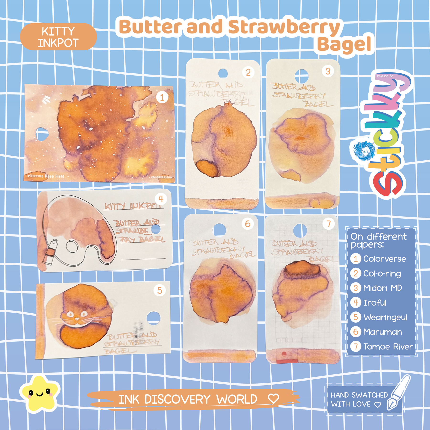 Kitty Inkpot Butter and Strawberry Bagel Fountain Pen Ink Sample