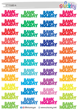 Bank Holiday Script — Rainbow Kawaii Planner Stickers | Stickky