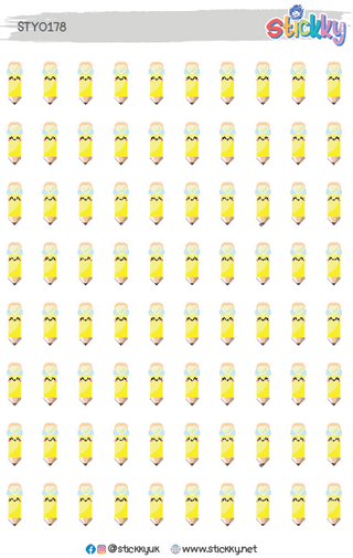Pencil Icon Kawaii Planner Stickers