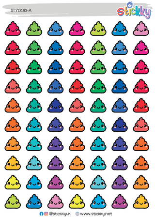 💩 Poopie Icon — Rainbow Kawaii Planner Stickers | Stickky