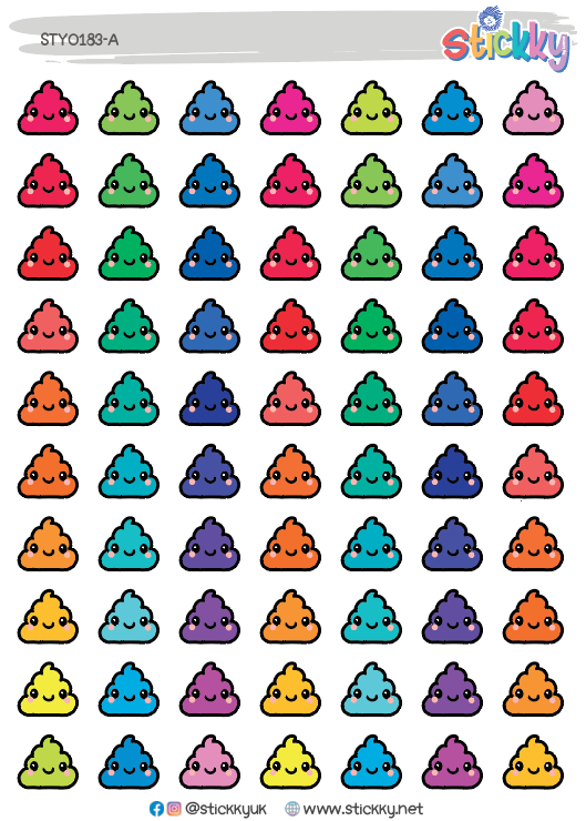 💩 Poopie Icon — Rainbow Kawaii Planner Stickers | Stickky