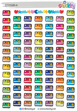 Credit Card Tiny Icon — Rainbow Kawaii Planner Stickers | Stickky