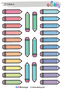 Pencil Notes Stickers Sheet.-