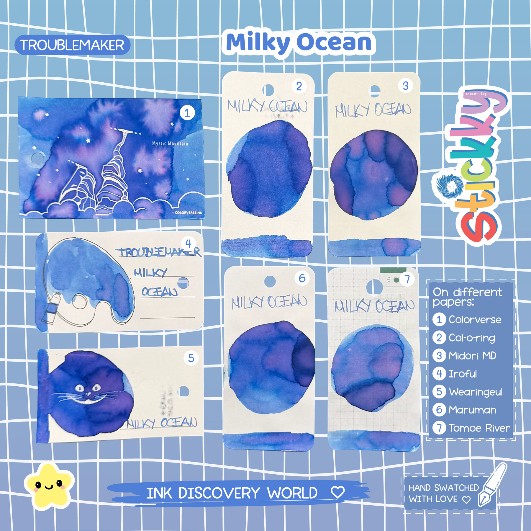 Troublemaker Milky Ocean Fountain Pen Ink Sample