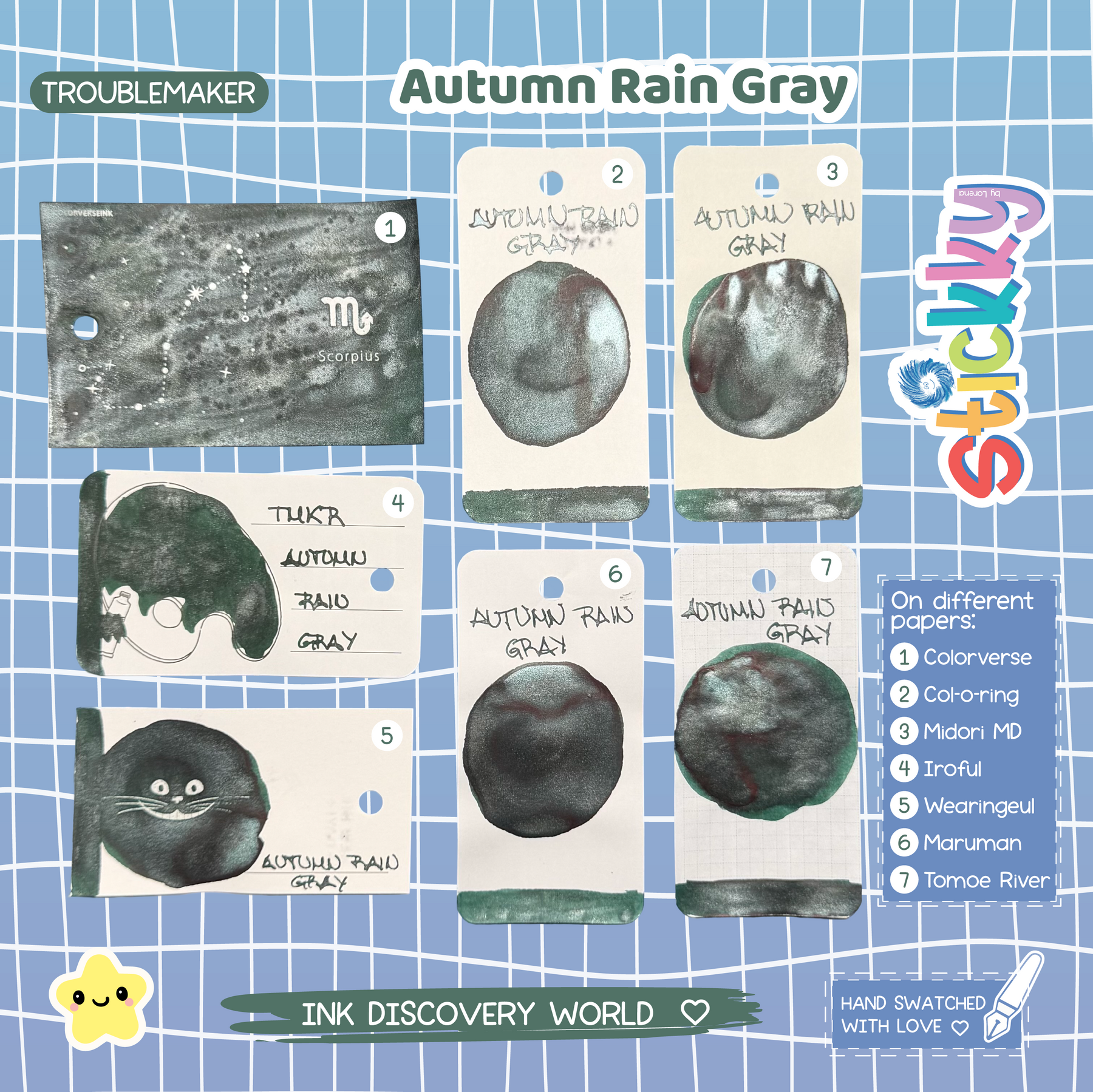 Troublemaker Autumn Rain Gray Fountain Pen Ink Sample