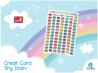 Credit Card Tiny Icon — Rainbow Kawaii Planner Stickers | Stickky
