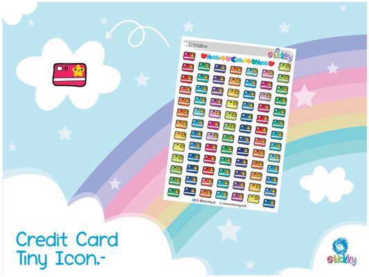 Credit Card Tiny Icon — Rainbow Kawaii Planner Stickers | Stickky