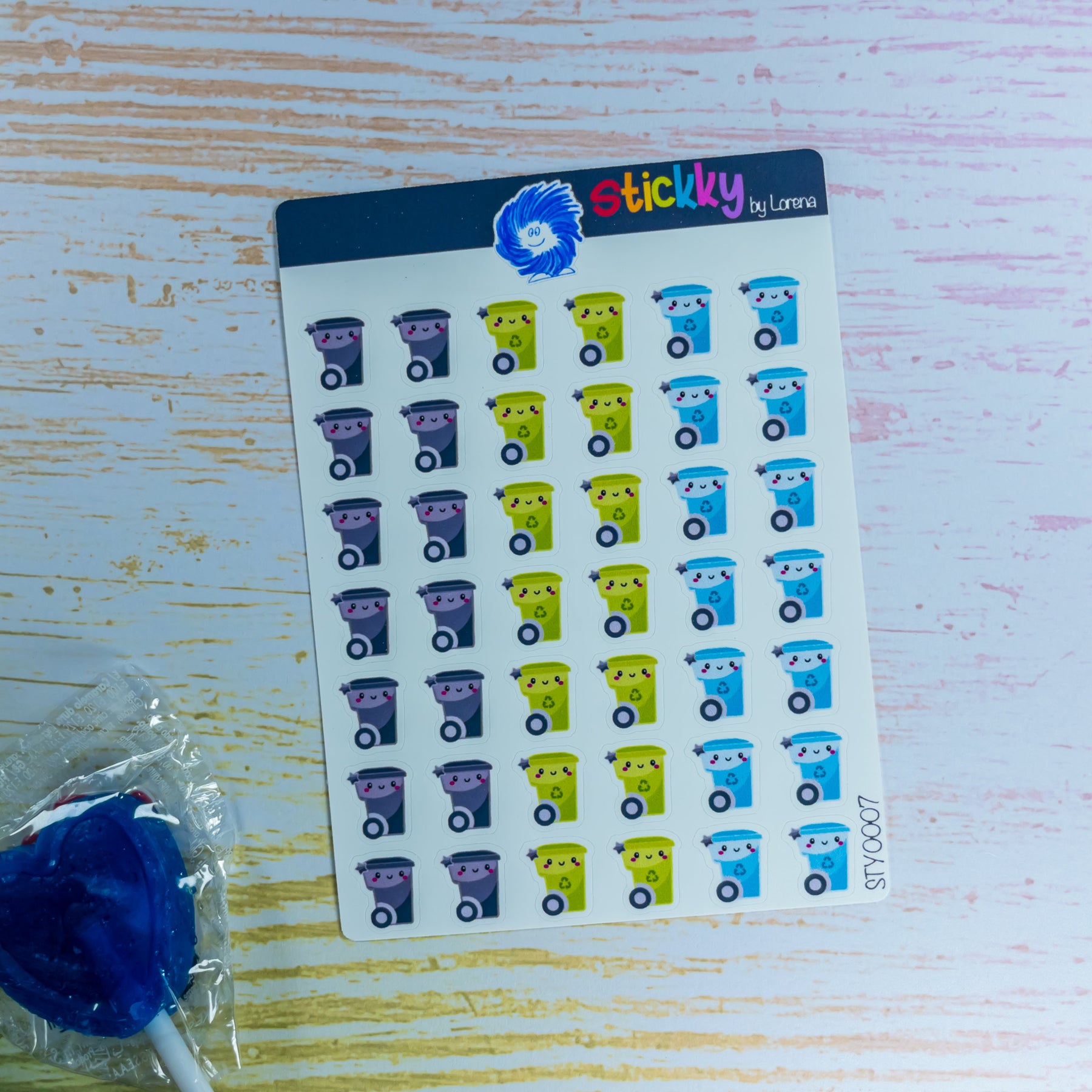 Rubbish Bins Planner Stickers Sheet