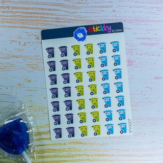 Rubbish Bins Planner Stickers Sheet