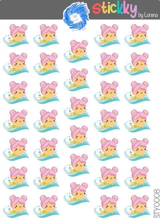 Swimming Girl Stickers Sheet