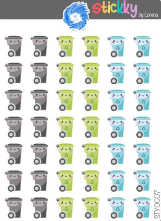 Rubbish Bins Planner Stickers Sheet