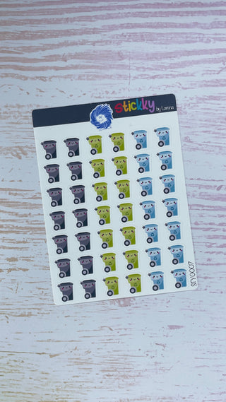 Rubbish Bins Planner Stickers Sheet