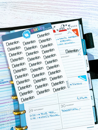 Detention Script Planner Transparent Stickers Sheet