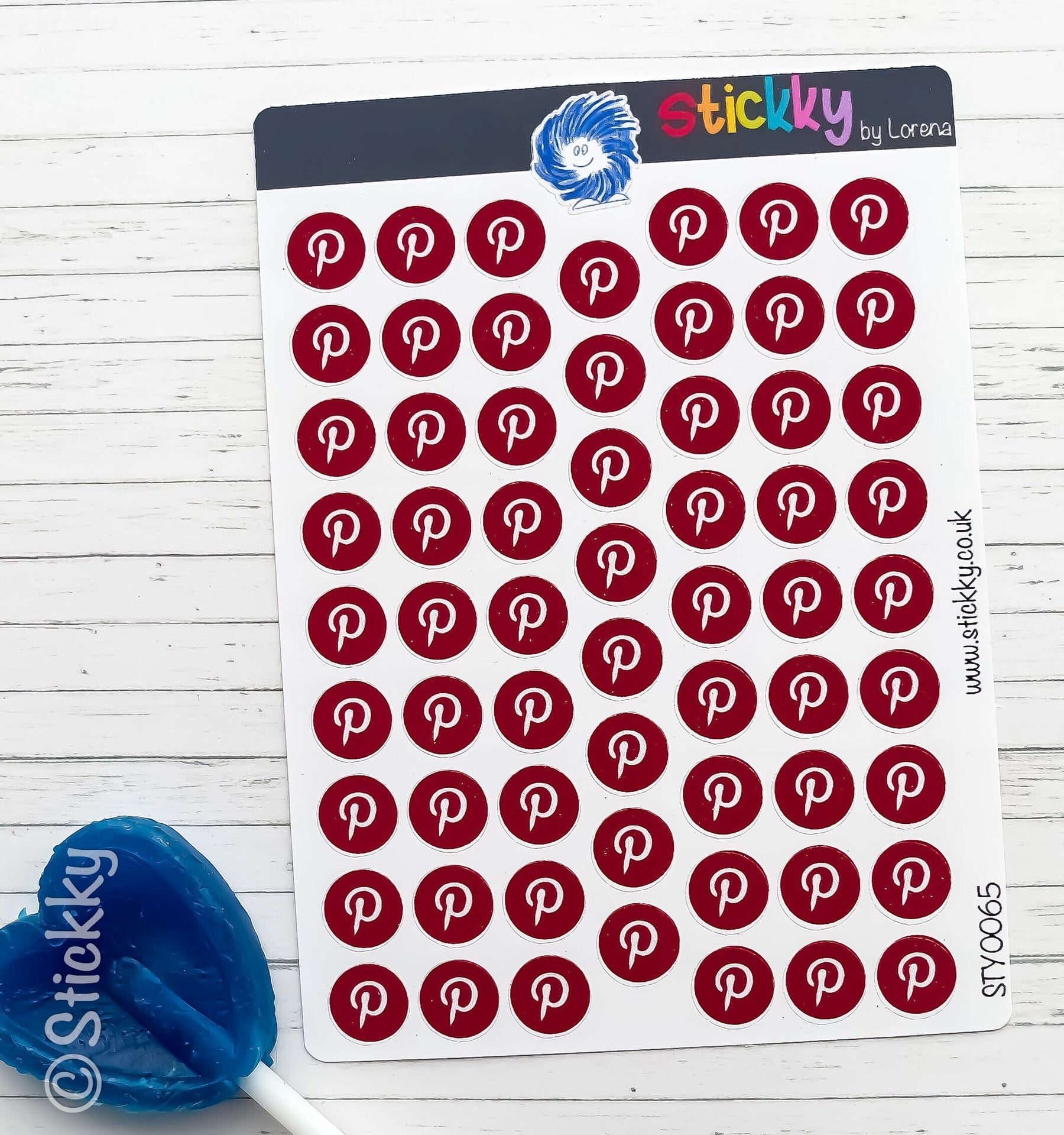 Social Media Pinterest Logo Stickers Sheet.-
