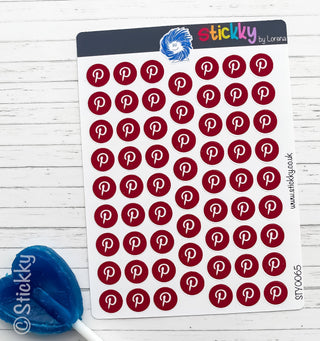 Social Media Pinterest Logo Stickers Sheet.-