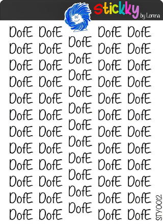 Duke of Edinburgh (DofE) Script Planner Transparent Stickers Sheet